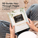 Pregnancy Journal for First Time Moms Gifts - 90 Pages Hardcover Pregnancy Memory Book, Beautiful & Cute Baby Book Keepsake, Ultrasound Baby Scrapbook, Mom To Be Gift (Alpine) by TinyTreasures Baby Boutique