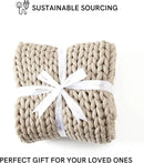 YnM Chunky Throw Blanket, Medium-Weight, Hand Knitted, Skin Friendly, Ventilated and Breathable, Machine Washable, Home Décor Piece for Couch, Sofa and Bed (Beige, 40x50 Inch) by CozyNest Decor