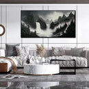 Hand Painted Mountains Painting for Living Room - Waterfall Canvas Wall Art for Office - Large Framed Wall Art Bedroom Size 29" x 59" by CozyNest Decor
