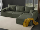 Boneless Sectional Cloud Couch Sofa for Living Room, 112" L-Shaped Modular Modern Lounge Sleeper Green Couches with Chaise, No Assemble, Cordury Compression Upholstered Sofas by CozyNest Decor