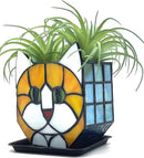 Tiffany Style Orange Cat Stained Glass Flower Pots,Indoor Plant Display, Orange Cat Small Pots for Plants, Gift for Cat Lovers,4.6x5.15x2.3 in （Excluding Plants） by GreenHaven Gardens
