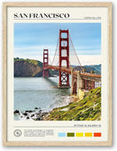 HesenDot Natural OAK Wood Golden Gate Bridge Framed Wall Art,12x16in San Francisco City Skyline Canvas Wall Print,Modern Urban Landmark Wall Decor for Living Room,Bedroom,Office Gallery Gifts Set of 1 by CozyNest Decor