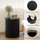 AVZEAR Small Round Side Table Fluted Night Stand Set of 2, 17.7" Mid Century Modern End Table, Circle Bedside Tables Wood Nightstands for Small Spaces, Living Room, Bedroom(Black) by CozyNest Decor