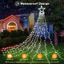 BlcTec Outdoor 317 LED Waterfall Tree Lights, 9 Strands with Timer - 8 Modes, Waterproof Christmas Lights for Garden, Patio, Yard Decor - Cool White by GreenHaven Gardens