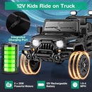 Costzon 12V Kids Ride on Truck Car, Electric Vehicle w/Remote Control, Threaded Wheels, 3 Speeds, LED Lights, Music, Horn & Wireless Connection, Battery Powered Ride on Toy for Boys & Girls 3+ (Black) by TinyTreasures Baby Boutique