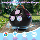 Bubble Machine Automatic Bubble Blower for Kids Toddlers Rechargeable Portable Spherical LED Bubble Maker Electric Auto Rotating 45°/360° Outdoor Toy Birthday Party Wedding (Spherical Black) by TinyTreasures Baby Boutique