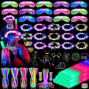 142 PCS Glow in the Dark Party Supplies, 14PCS Foam Glow Sticks, 14PCS Light Up Headband,14PCS LED Glasses and 100PCS Glow Sticks Bracelets,for Glow Party, New Year, Wedding, Concert, Birthday by TinyTreasures Baby Boutique