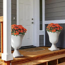 Worth Garden 2-Pack Plastic Urn Planters - 22'' Tall Round Classic Resin Flower Pots Pure White Traditional Large Plant Pots for Front Porch Patio Deck Wedding Decoration Pot - Indoor & Outdoor by GreenHaven Gardens