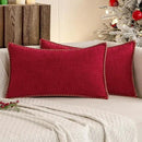 MIULEE Pack of 2 Christmas Pillow Covers 12x20 Inch Red Farmhouse Decorative Throw Pillow Covers with Stitched Edge Soft Chenille Solid Dyed Couch Pillow Covers for Sofa Bed Living Room by CozyNest Decor