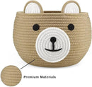 PandaEar Cotton Rope Baby Basket, Baby Gift Basket Nursery Laundry Organizer with Cute Bear Design for Storage Infant Newborn Essentials, Diaper Caddy with Handle (Brown) by CozyNest Decor