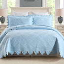 MarCielo 3-Piece 100% Cotton Oversized Bedspread Lightweight Quilt Coverlet Embroidery Farmhouse Bedding Set (TK Light Blue, Oversized King (118"x106")) by CozyNest Decor
