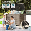 178 Gallon Outdoor Storage Box, Patio Deck Box with 2 Wheels, Handle Large Portable Wicker Rattan Deck Box for Patio Furniture Cushions, Throw Pillows, Garden Tools and Pool Floats (Gray) by CozyNest Decor