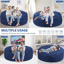 6FT Bean Bag Chair, Large Bean Bag Chairs with Memory Foam Filled, Fluffy Beanbag Sofa with Dutch Velvet Cover, Round BeanBag Chairs for Living Room, Playroom - Blue by TinyTreasures Baby Boutique