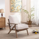 Wahson Mid Century Chair, Upholstered Accent Armchair, with Wood Frame and Removable Linen Cushions, Leisure Slipper Chair for Living Room/Bedroom, Cream by CozyNest Decor