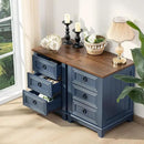 Night Stand Set of 2, Farmhouse 18" End Table with 3 Drawer Metal Handle, Dresser for Bedroom, Sofa Bed Side Table Chest of Drawers,Wood Nightstand Cabinet for Organizer, Living Room-Blue by CozyNest Decor