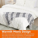 Amazon Basics Room Décor Throw Blanket, Lightweight and Cozy in Recycled Polyester, Light Grey With Blue Stripes, 50"x 60" by CozyNest Decor
