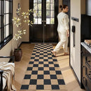 Lahome Checkered Easy Jute Runner Rug, 2x8 Kitchen Rug Non Slip Washable Outdoor Runner for Entryway Indoor, Checkerboard Black Indoor Outdoor Carpet for Hallway 8ft Entry by CozyNest Decor