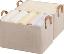 StorageWorks Storage Bins, Fabric Storage Bins for Shelves, Large Storage Baskets with Metal Frame, Closet Baskets and Bins with Handles, Brown and Beige, 2-Pack by CozyNest Decor