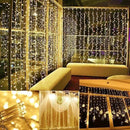 IMAGE Solar Curtain Lights 8 Modes 9.8x9.8 Feet Solar String Lights for Wedding Party Home Decoration Backdrops Full Waterproof UL Safety Standard Warm White by GreenHaven Gardens