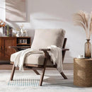Wahson Mid Century Armchair, Accent Armchair, with Wood Frame and Canvas Cushions, Leisure Slipper Chair for Living Room/Bedroom, Beige by CozyNest Decor