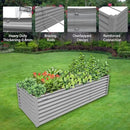 1 Pack 8x3x2FT Galvanized Raised Garden Bed Kit Retangular Metal Ground Planter Box Outdoor Bottomless Planter Raised Beds for Vegetables Flowers Herbs Fruits, Gray by CozyNest Decor