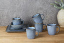 famiware Coffee Mugs Set of 4, Ocean Square 13oz Coffee Cup Set with Handle for Cocoa, Milk, Hot Chocolate, Tea, Water, Stoneware Cups for Kitchen, Microwave and Dishwasher Safe, Blue by CozyNest Decor
