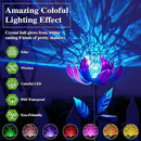 Solar Purple Metal Flower Wind Spinners, Colorful Spinning Windmill Lotus Yard Art Lights Wind Pinwheels with LED Crystal Ball Decorative Stake Lighting Flower Sculpture by GreenHaven Gardens