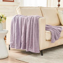 EMME Muslin and Fleece Twin Blanket Reversible - 60"*80" Lavender Soft Warm Throw Blankets for Couch Bed Picnic Travel Bed by CozyNest Decor