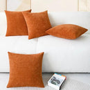 CaliTime Fall Throw Pillow Covers Decorative 18 X 18 Inches Pack of 4 Cozy Chenille Cushion Cases for Couch Sofa Bed Living Room Home Burnt Orange by CozyNest Decor