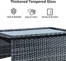 Patio Tables Wicker Coffee Table - Outdoor Rattan Coffee Tables with Glass Top for Patio Proch Deck Balcony Rectangle Mixed Grey by GreenHaven Gardens