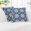 HWY 50 Navy Blue Decorative Throw Pillow Covers 18x18 Inch, Pack of 2 Embroidered Cotton Farmhouse Cushion Cover Pillow Case for Sofa Couch Living Room Bed Bedroon, Modern Pattern by CozyNest Decor