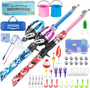 Kids Fishing Pole, Portable Telescopic Kids Fishing Poles for Boys and Girls, Fishing Rod and Reel Combo Kit with Tackle Box, and Fishing Net, Best Fishing Pole for Toddler Youth by TinyTreasures Baby Boutique