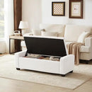 48" Ottoman with Storage, White Storage Ottoman Bench with Safety Hinge, Upholstered Entryway Bench with Seating for Bedroom, Living Room, Holds up to 330 lb by CozyNest Decor