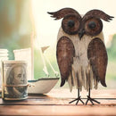 E-View Rustic Owl Figurine - Wood & Iron - Collectible - Home Decor - Brown by CozyNest Decor