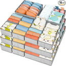 DIMJ Drawer Organizer Clothes 15 Pack - Foldable Baby Organizers and Storage & Dresser Organizer for Bedroom, Closet - Nursery Organization Dresser Dividers for underwear Sock Bra Belt Tie, Gray by CozyNest Decor