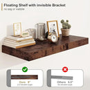 12" Deep Rustic Brown Floating Shelves,Over Toilet Long Wall Mounted Modern Farmhouse 36 inches,Wall Shelves with Invisible Brackets for Bedroom, Bathroom, Living Room, Kitchen, Set of 1 by CozyNest Decor