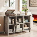 Farmhouse 6 Cube Bookshelf, Rustic Grey Oak Wooden Storage Organizer Book Shelf, 47 Inch Cubby Hallway Bookcase, Kids Toy Storage Cabinet, Modern Open Book Case for Living Room, Hallway by CozyNest Decor