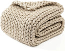 YnM Chunky Throw Blanket, Medium-Weight, Hand Knitted, Skin Friendly, Ventilated and Breathable, Machine Washable, Home Décor Piece for Couch, Sofa and Bed (Beige, 50x70 Inch) by CozyNest Decor