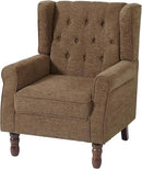UIXE High Back Accent Chairs Set of 2, Upholstered Armchair in Fabric, Retro Wingback Arm Chair for Living Room, Comfy Single Sofa Bedroom Reading Seat with Solid Wood Legs - Brown by CozyNest Decor