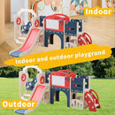 12 in 1 Toddler Outdoor Playset with Swing, Indoor Swing and Slide Set Playground for Toddlers 1-3, Durable Climber Basketball Hoop Ball Toddler Indoor Playset for Home Playground - Red Blue by TinyTreasures Baby Boutique