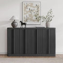 Fluted Buffet Cabinet with Storage, 60" Sideboard Buffet Storage Cabinet with 4 Doors & Adjustable Shelves, Wood Coffee Bar Credenza Accent Cabinet for Kitchen, Dining Room, Living Room, Black(1PCS) by CozyNest Decor