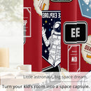 Kids Space Astronaut Blackout Curtains - 100% Blackout, Thermal Insulated, Noise Reducing, Perfect for Kids Room and Nersurys, 2 Panels (Space Badge Crew, W52×L63) by TinyTreasures Baby Boutique