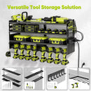 Large Power Tool Organizer Wall Mount with Charging Station,4 Layer Heavy Duty Metal Tool Storage Rack Loads 600lbs with 8 Cordless Drill Holder,Battery Utility Rack Loads with 4 Power Strip by GreenHaven Gardens