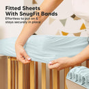 Waterproof Crib Mattress Protector Cover Fitted - 2-Pack Quiet Baby Crib Mattress Pad Sheets, 52" x 28" Soft Quilted Cotton Baby Sheet, Machine Washable, Easy Fit, Durable (Frost/Mavy) by TinyTreasures Baby Boutique