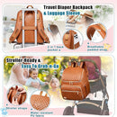 Weitars Diaper Bag Backpack Leather Baby Diaper Bag with Changing Pad Travel Diaper Backpack,Baby Bag for Mom,Stroller Straps,5 Insulated Pockets (Brown Leather) by TinyTreasures Baby Boutique