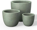 Kante 18",14",10" Dia Concrete Round Planters (Set of 3), Outdoor Indoor Large Planter Pots with Drainage Hole and Rubber Plug for Home Patio Garden, Mint Green by GreenHaven Gardens
