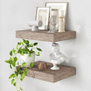 Deep Floating Shelves for Wall | 16 Inch Wide x 12 Inch Deep Floating Shelves Set of 2 | Rustic Grey Wood Wide Wall Shelves | Bookshelf Laundry Shelf TV Shelf by CozyNest Decor