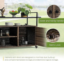 Wicker Outdoor Bar Cart - Brown Patio Console Storage Table Buffet Cabinet Serving Kitchen Cart with Wheels for Outside Backyard by CozyNest Decor