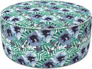 LVTXIII Indoor/Outdoor Inflatable Ottoman, D31 x H14 Inch Large Round Ottoman, All Weather Foot Rest Stool, Portable Footrest for Patio, Garden, Camping and Home - Blue Salmone Tropical by CozyNest Decor