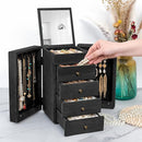 Meangood Jewelry Box Wood for Women, 5-Layer Large Organizer Box with Mirror & 4 Drawers for Rings, Earrings, Necklaces, Black by TinyTreasures Baby Boutique